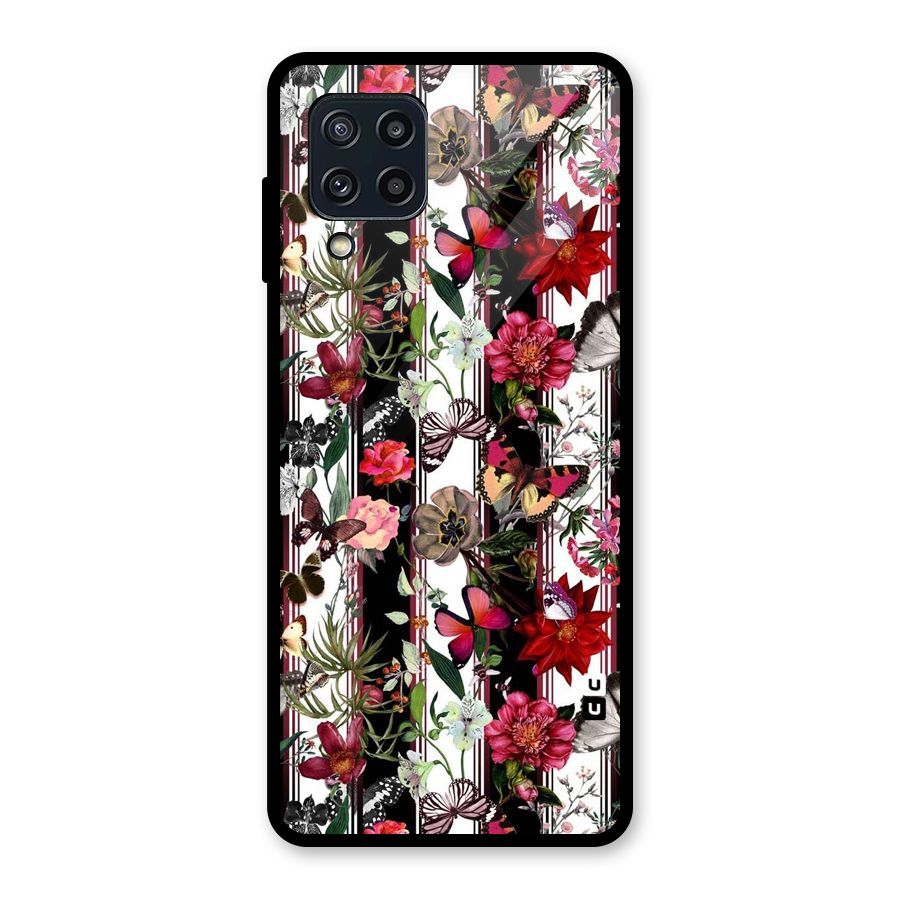 Butterfly Flowers Glass Back Case for Galaxy M32