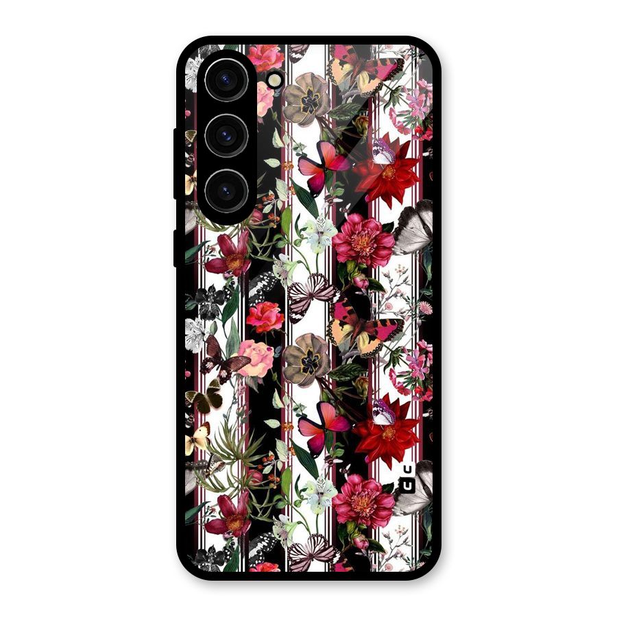 Butterfly Flowers Glass Back Case for Galaxy S23 Plus