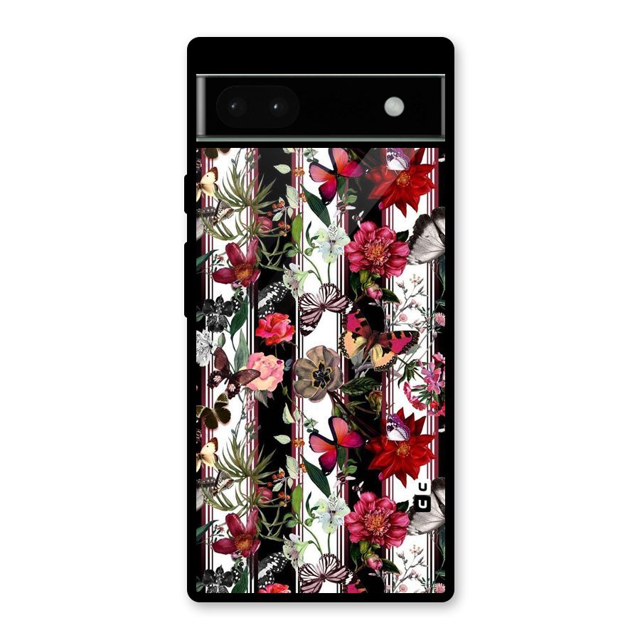 Butterfly Flowers Glass Back Case for Google Pixel 6a