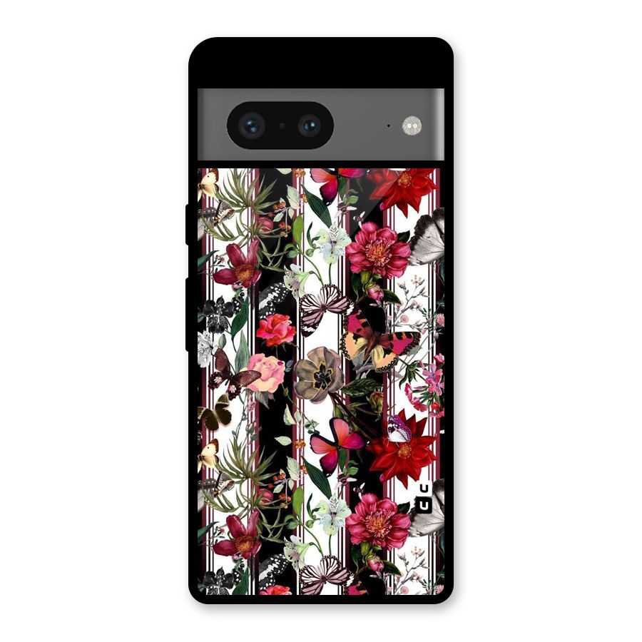 Butterfly Flowers Glass Back Case for Google Pixel 7
