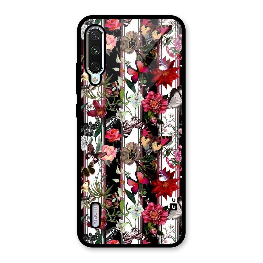 Butterfly Flowers Glass Back Case for Mi A3