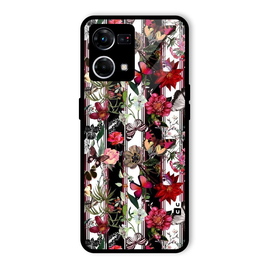 Butterfly Flowers Glass Back Case for Oppo F21s Pro 4G