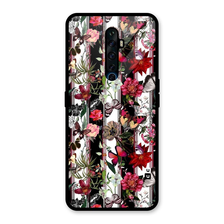 Butterfly Flowers Glass Back Case for Oppo Reno2 F