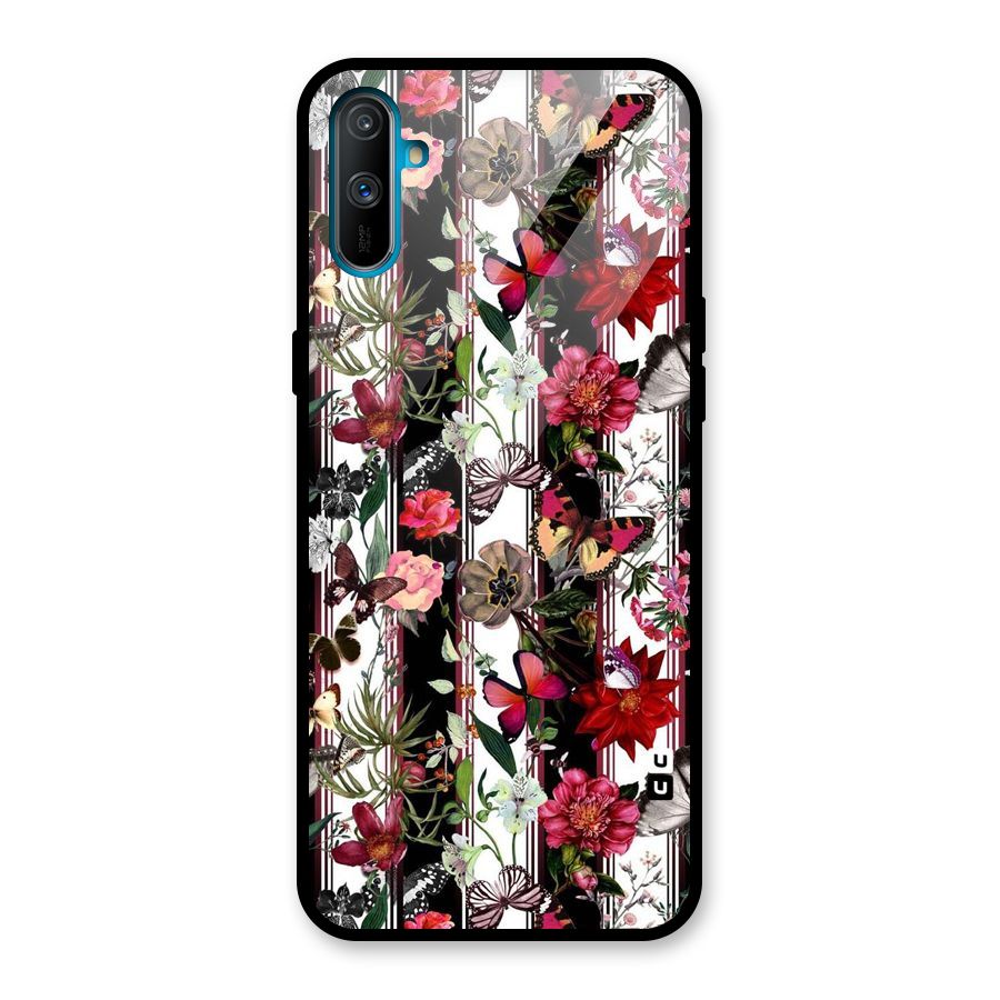 Butterfly Flowers Glass Back Case for Realme C3