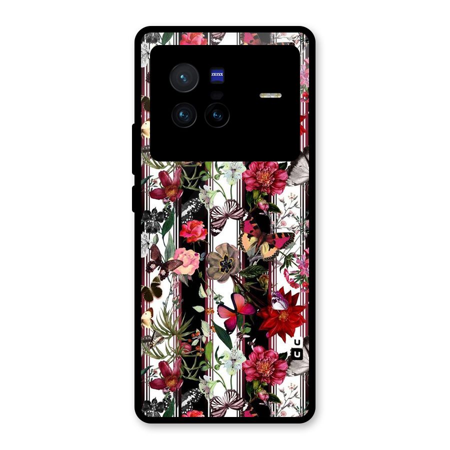 Butterfly Flowers Glass Back Case for Vivo X80