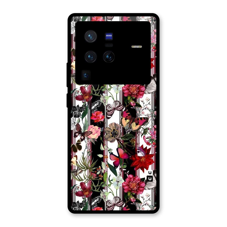 Butterfly Flowers Glass Back Case for Vivo X80 Pro