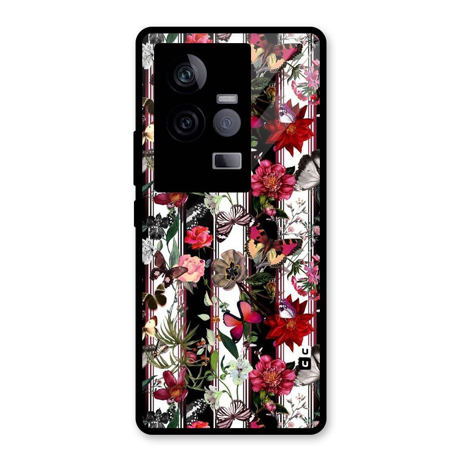 Butterfly Flowers Glass Back Case for Vivo iQOO 11 5G