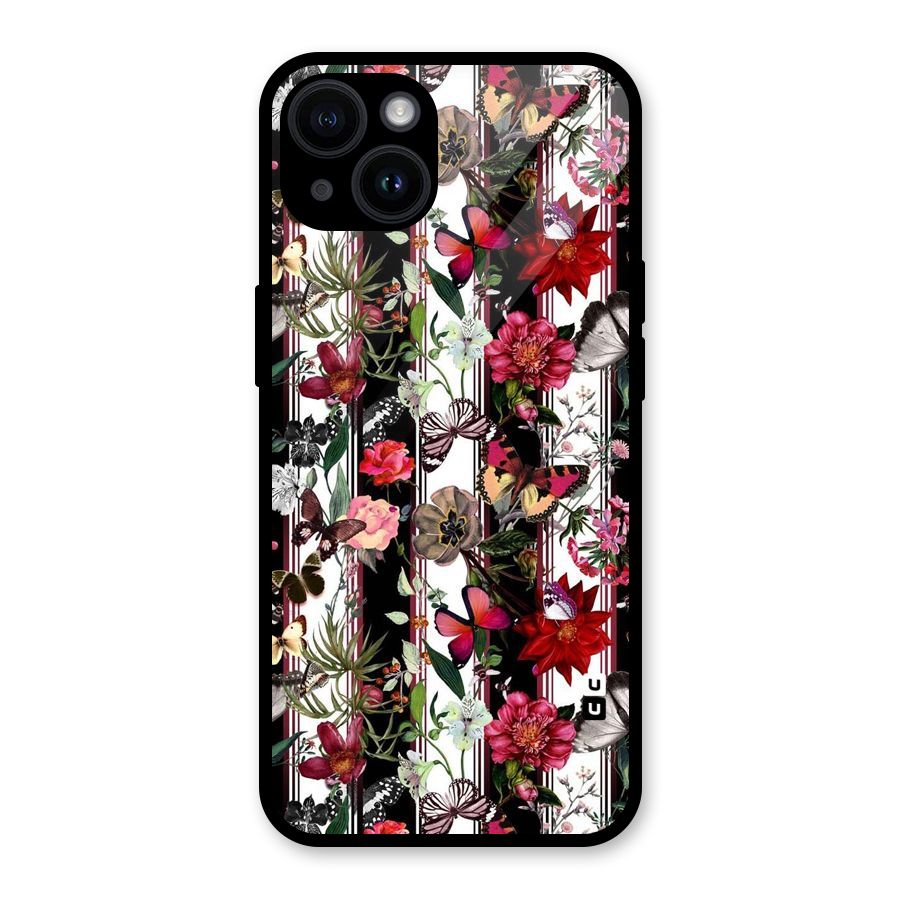 Butterfly Flowers Glass Back Case for iPhone 14