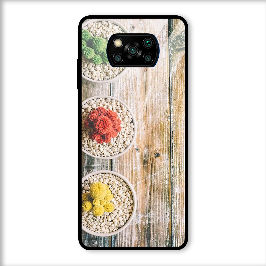 Cacti Decor Glass Back Case for Poco X3