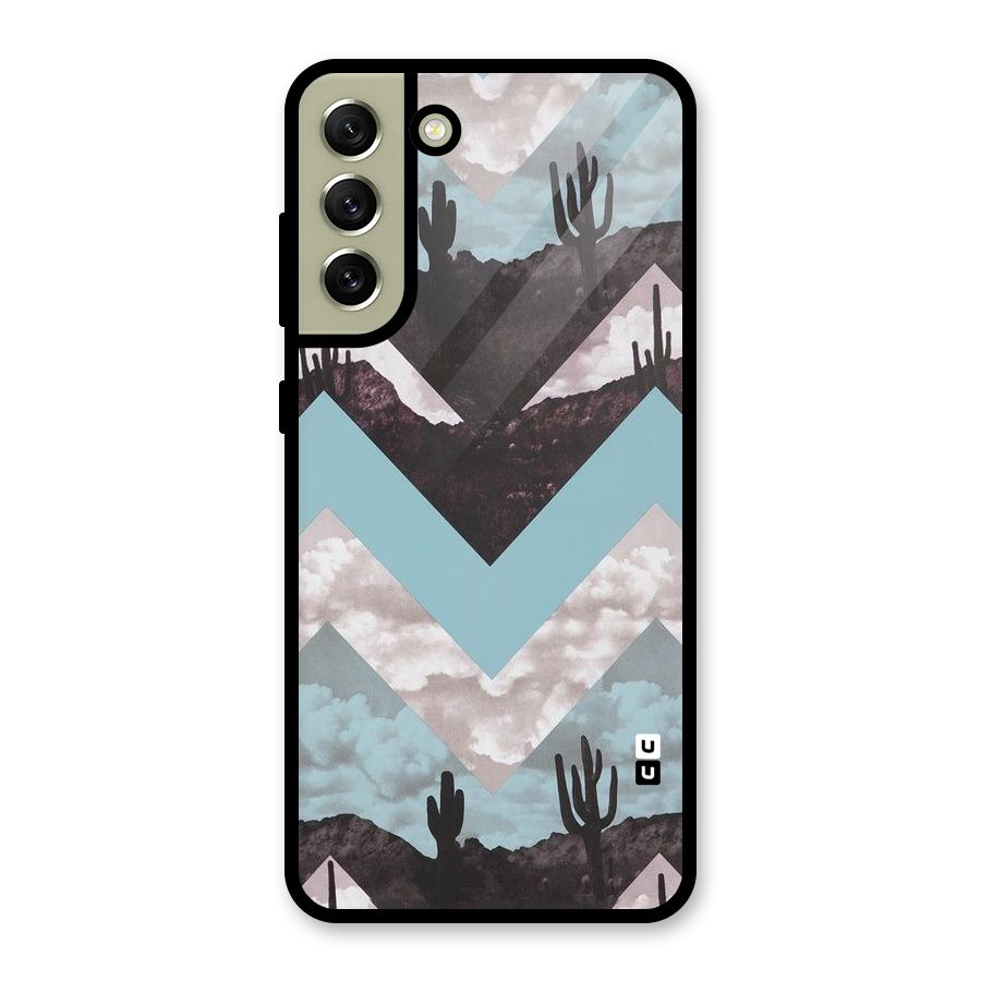 Cacutus Zig Zag Pattern Glass Back Case for Galaxy S21 FE 5G