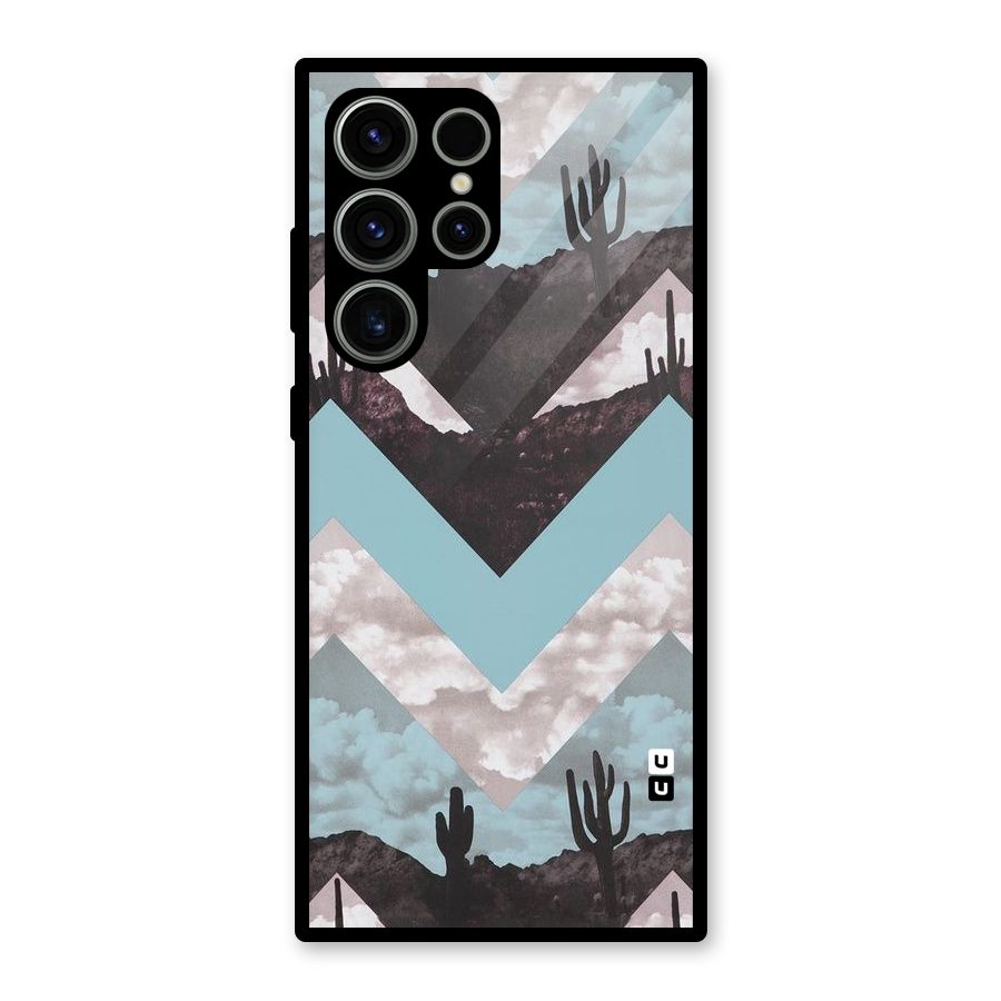 Cacutus Zig Zag Pattern Glass Back Case for Galaxy S23 Ultra