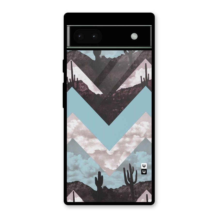 Cacutus Zig Zag Pattern Glass Back Case for Google Pixel 6a