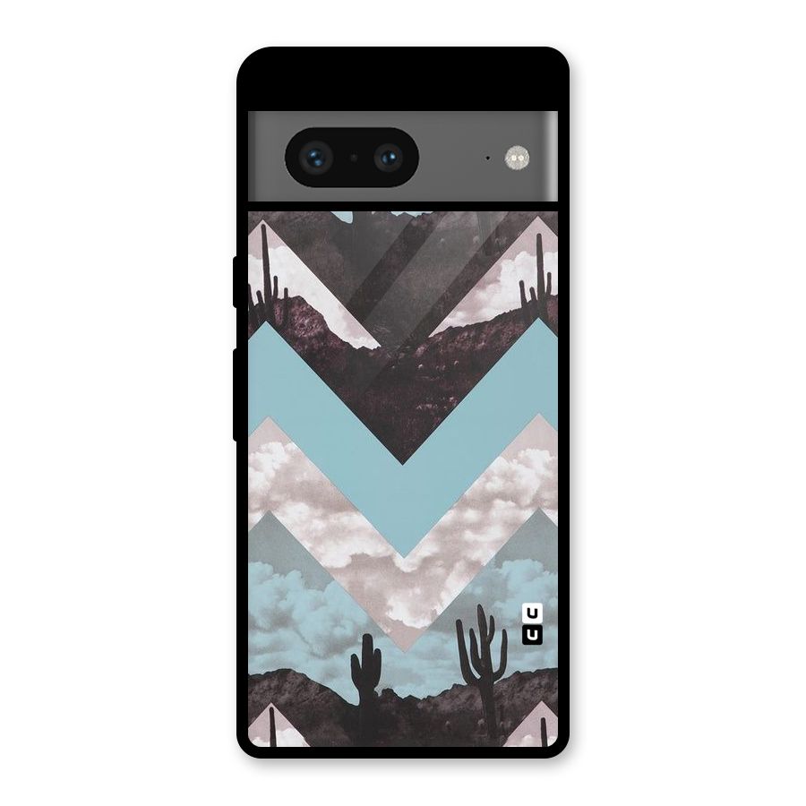 Cacutus Zig Zag Pattern Glass Back Case for Google Pixel 7
