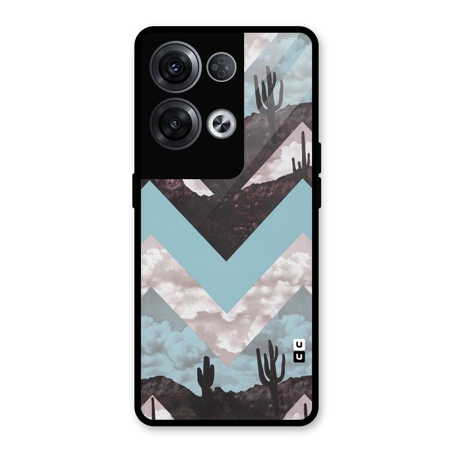 Cacutus Zig Zag Pattern Glass Back Case for Oppo Reno8 Pro 5G