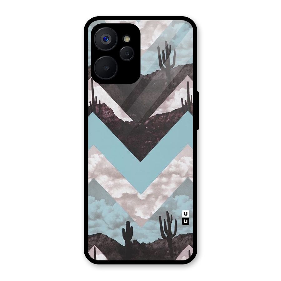 Cacutus Zig Zag Pattern Glass Back Case for Realme 9i 5G