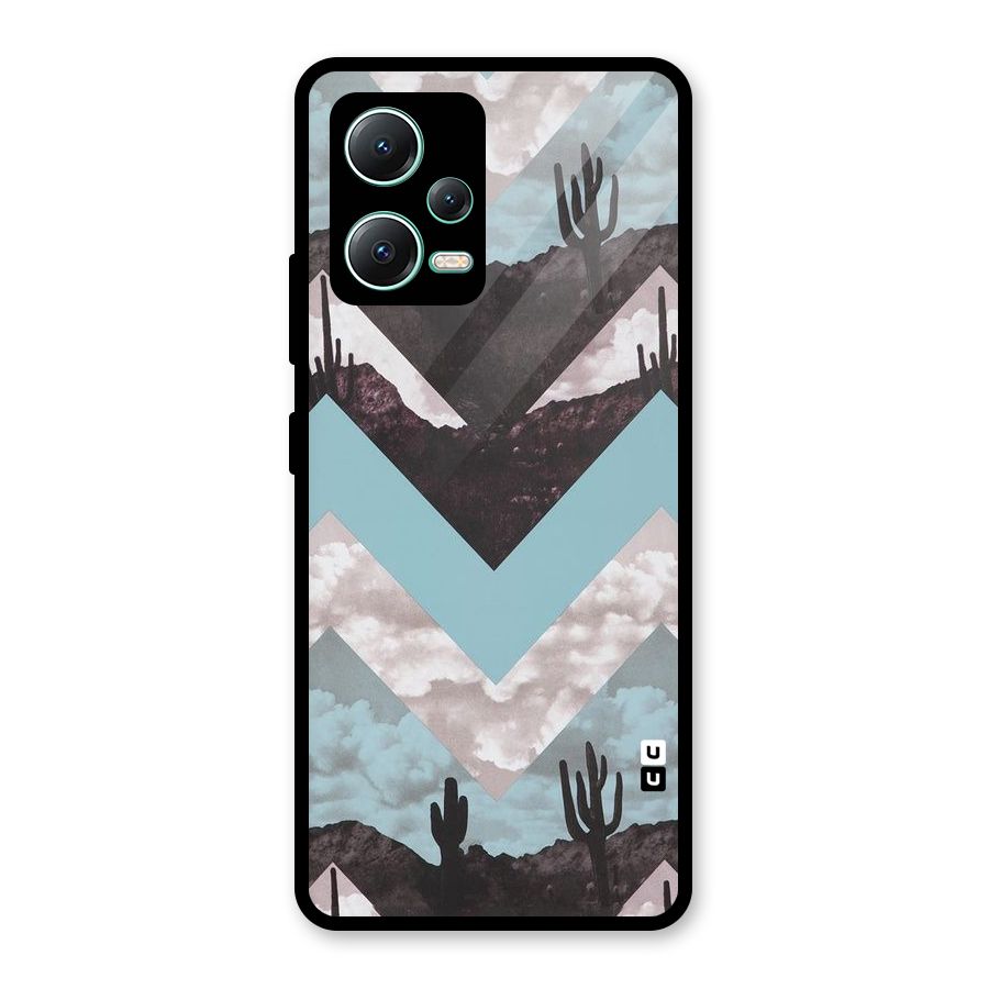 Cacutus Zig Zag Pattern Glass Back Case for Redmi Note 12 5G