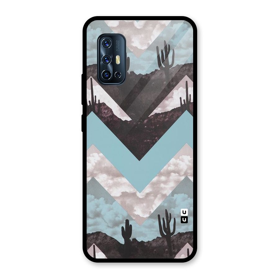 Cacutus Zig Zag Pattern Glass Back Case for Vivo V17