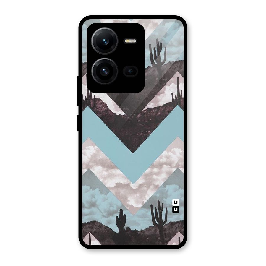 Cacutus Zig Zag Pattern Glass Back Case for Vivo V25