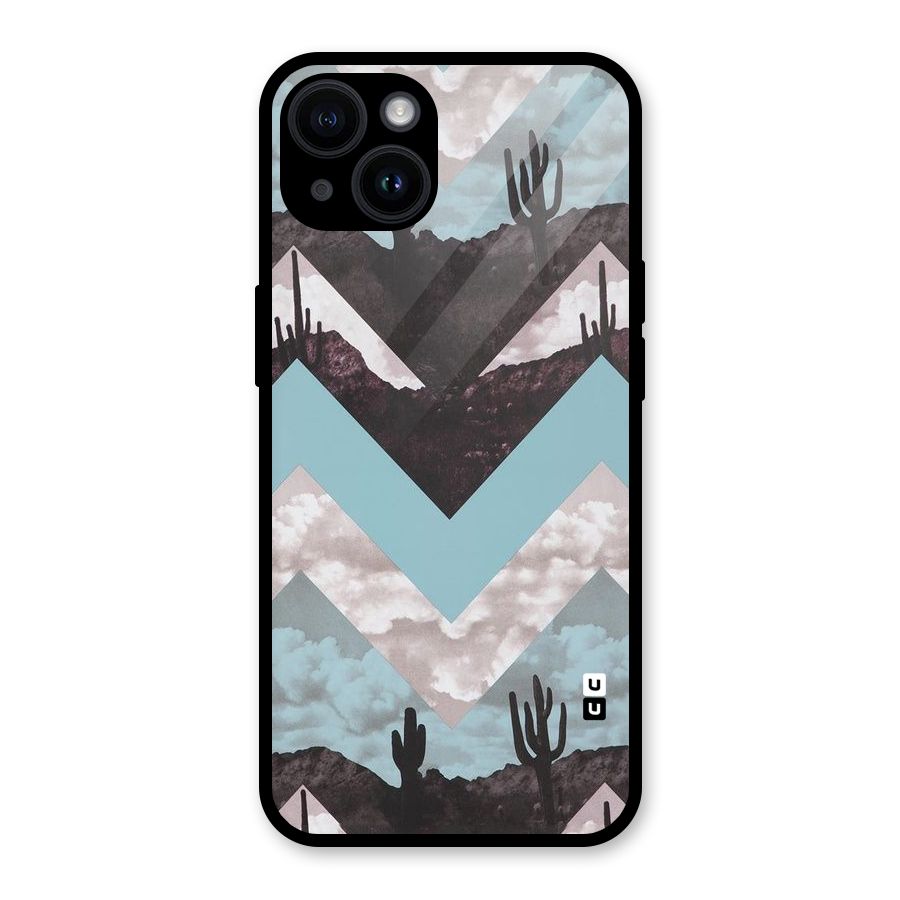 Cacutus Zig Zag Pattern Glass Back Case for iPhone 14