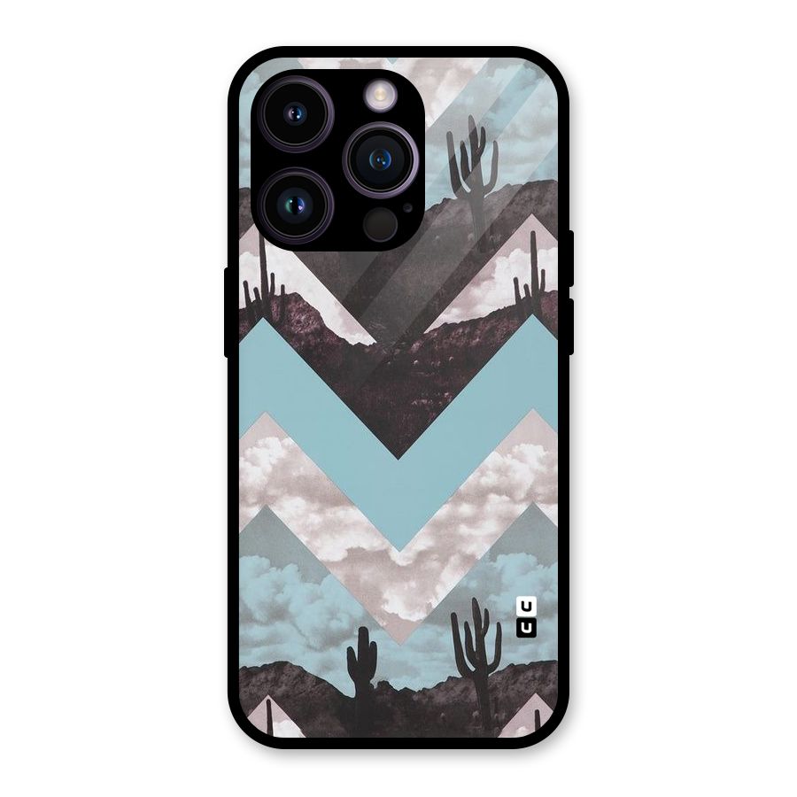Cacutus Zig Zag Pattern Glass Back Case for iPhone 14 Pro