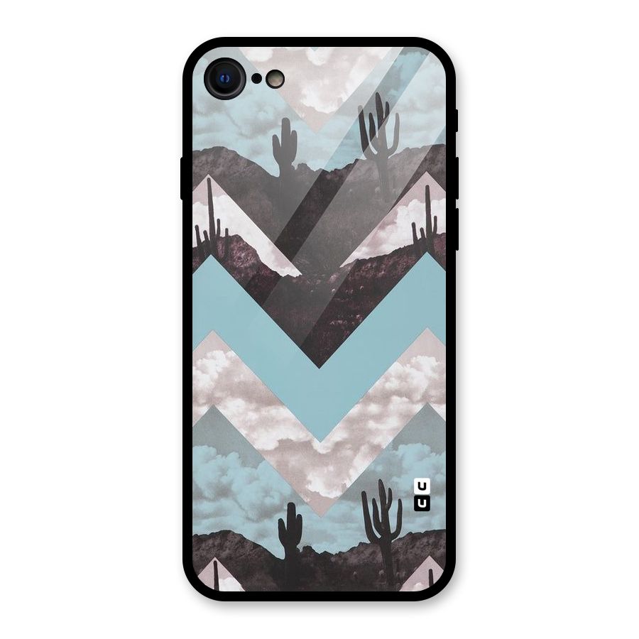 Cacutus Zig Zag Pattern Glass Back Case for iPhone SE 2022