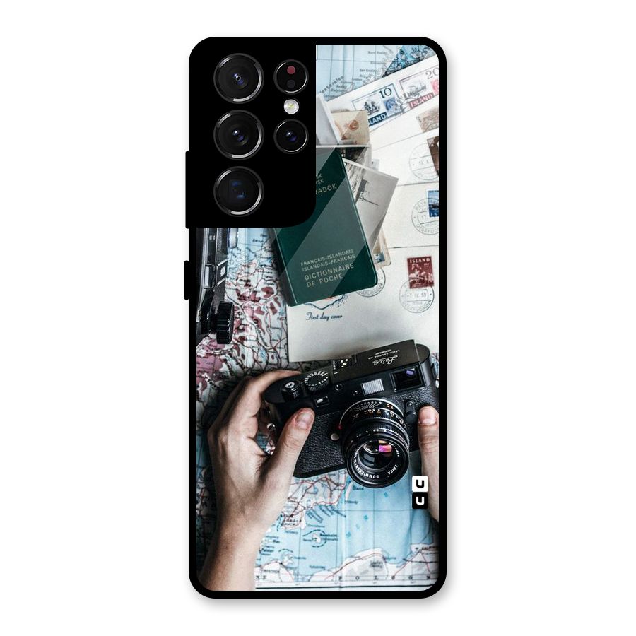 Camera and Postcards Glass Back Case for Galaxy S21 Ultra 5G