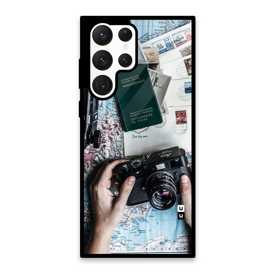 Camera and Postcards Glass Back Case for Galaxy S22 Ultra 5G