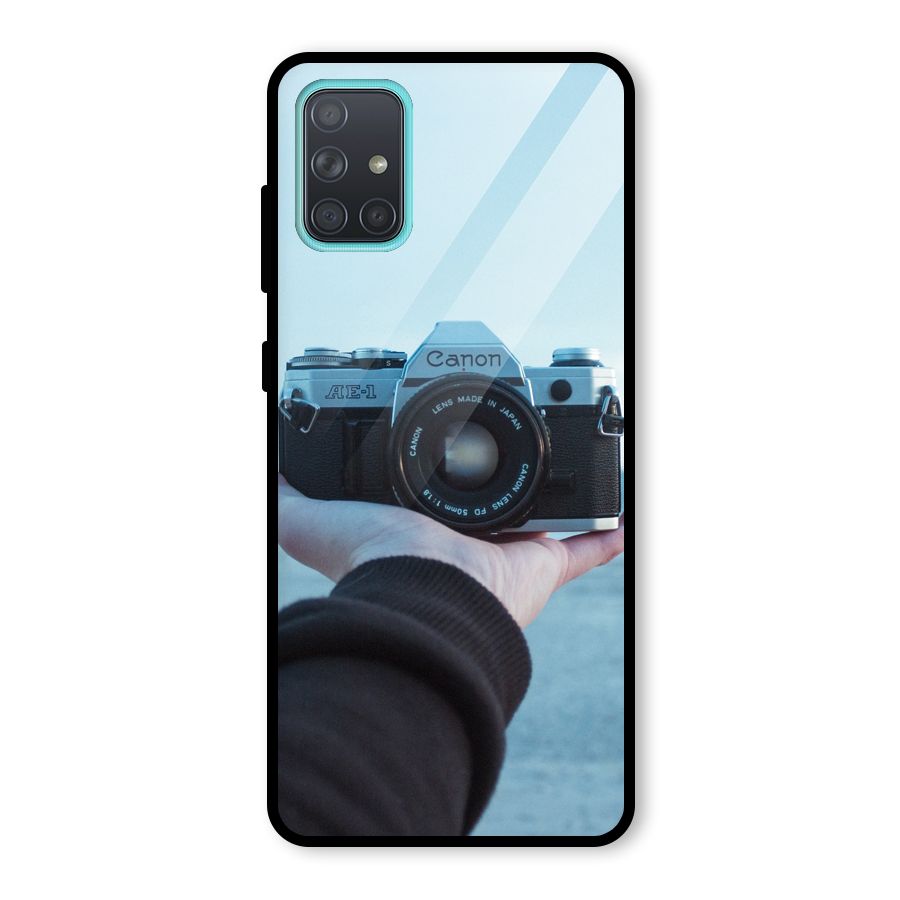 Camera in Hand Glass Back Case for Galaxy A71