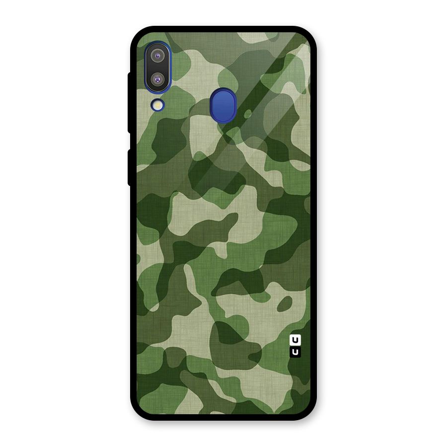 Camouflage Pattern Art Glass Back Case for Galaxy M20