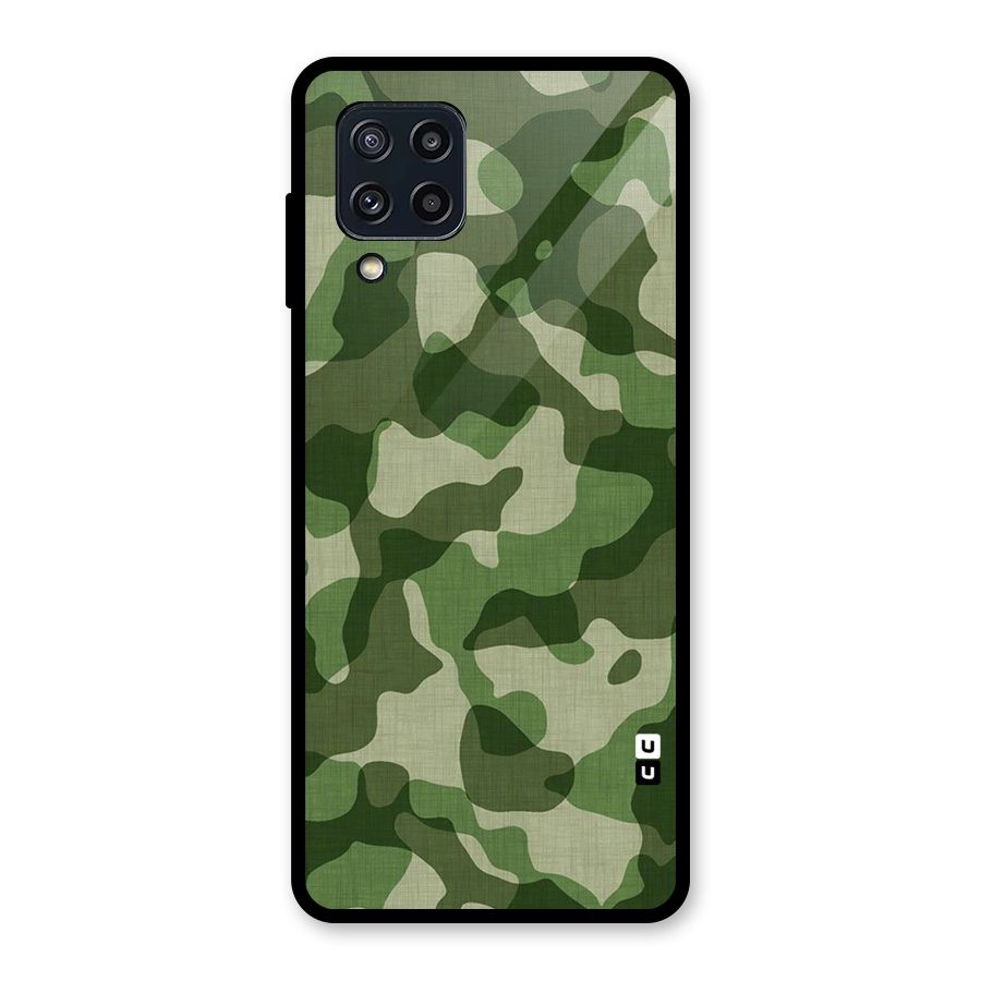 Camouflage Pattern Art Glass Back Case for Galaxy M32