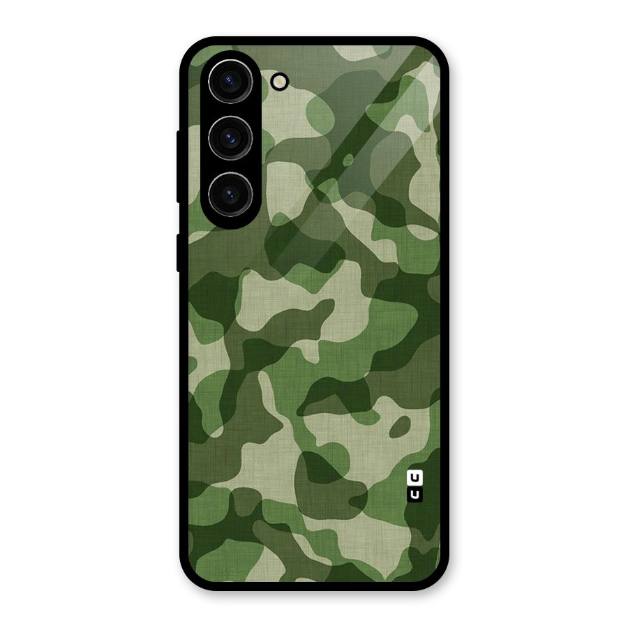 Camouflage Pattern Art Glass Back Case for Galaxy S23 Plus