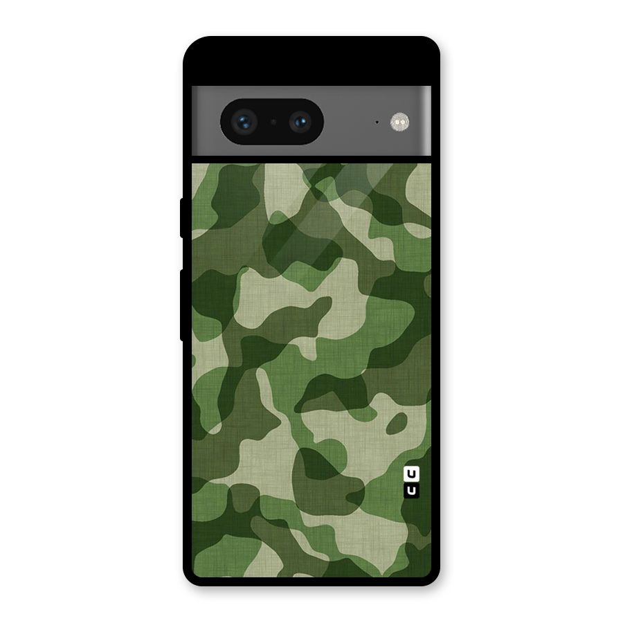 Camouflage Pattern Art Glass Back Case for Google Pixel 7