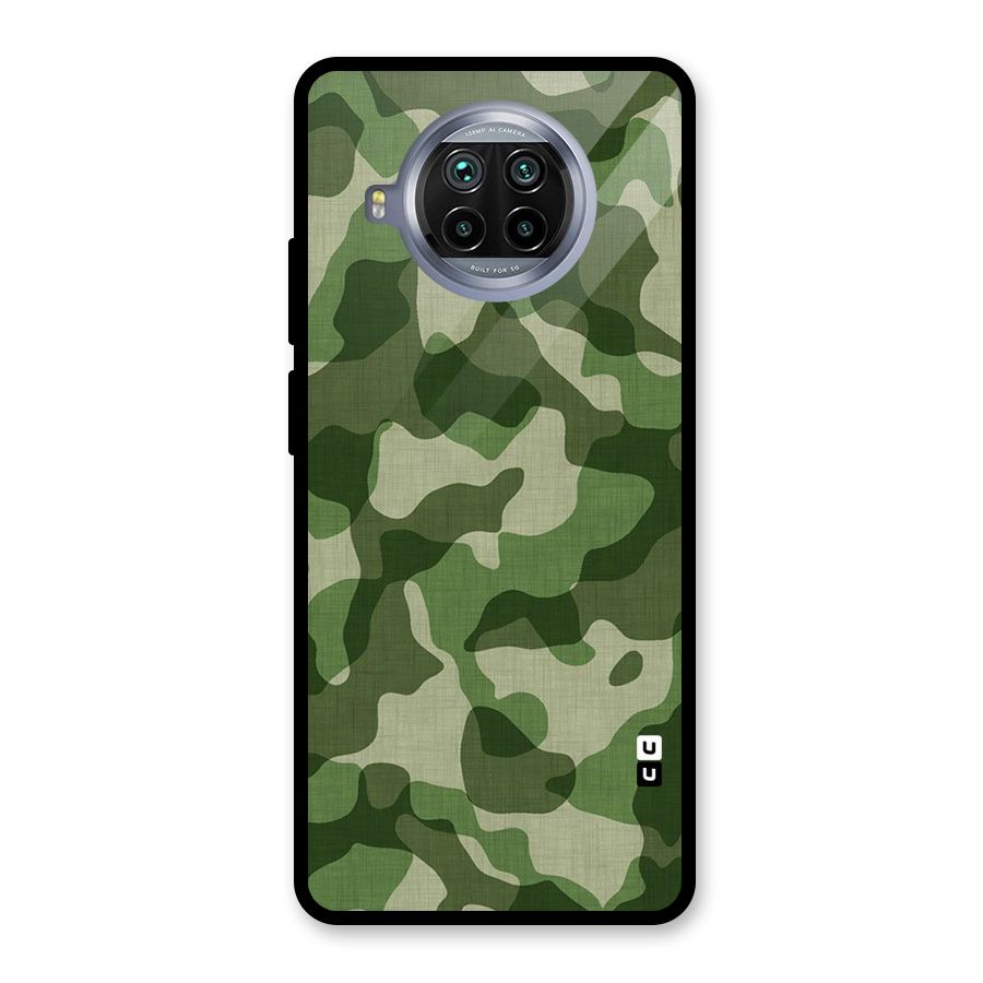 Camouflage Pattern Art Glass Back Case for Mi 10i