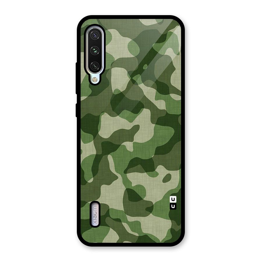 Camouflage Pattern Art Glass Back Case for Mi A3