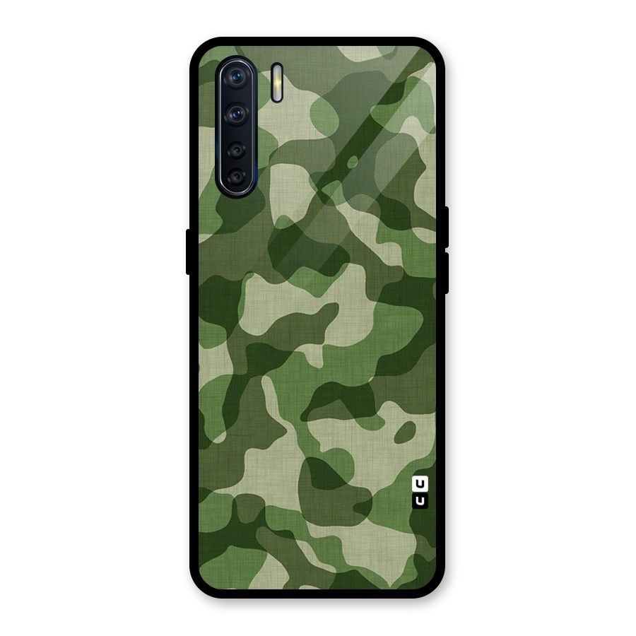 Camouflage Pattern Art Glass Back Case for Oppo F15