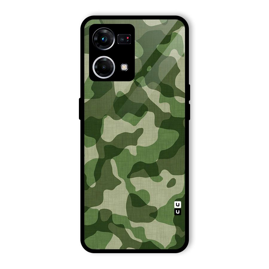 Camouflage Pattern Art Glass Back Case for Oppo F21s Pro 4G