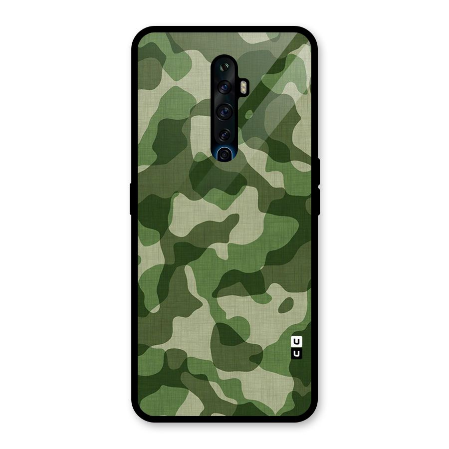 Camouflage Pattern Art Glass Back Case for Oppo Reno2 F