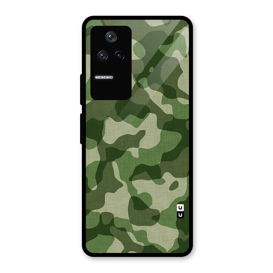 Camouflage Pattern Art Glass Back Case for Poco F4 5G