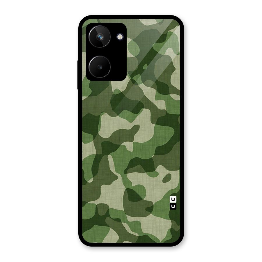 Camouflage Pattern Art Glass Back Case for Realme 10