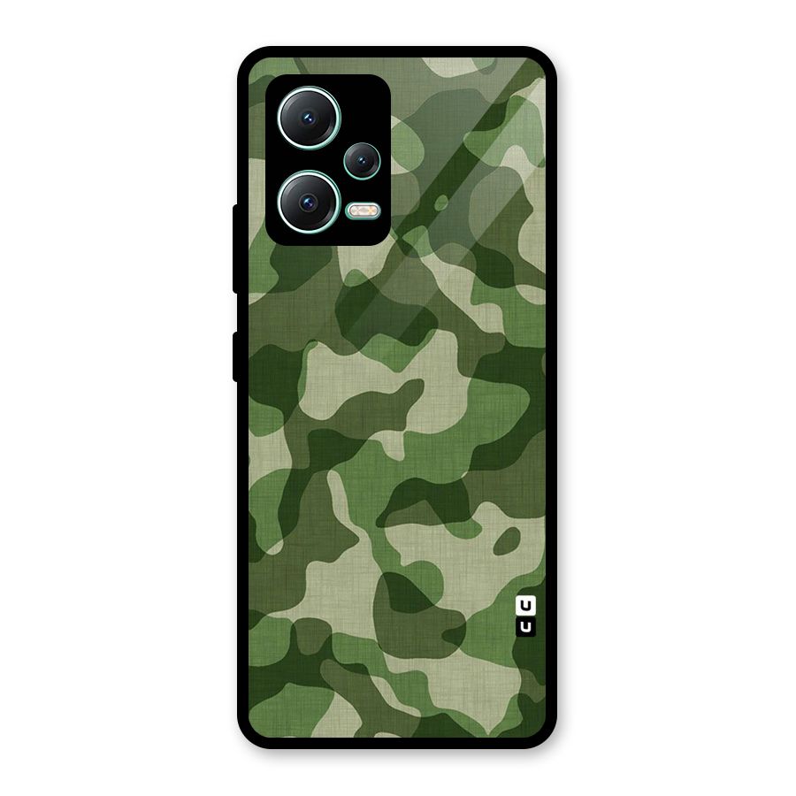 Camouflage Pattern Art Glass Back Case for Redmi Note 12 5G