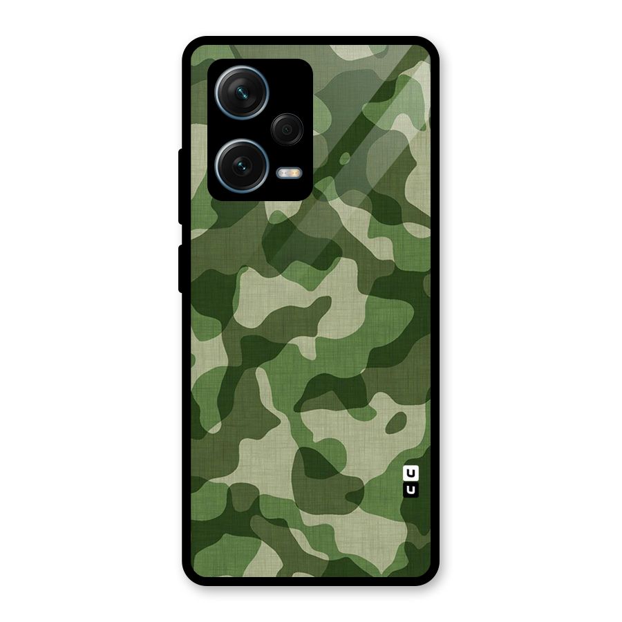 Camouflage Pattern Art Glass Back Case for Redmi Note 12 Pro Plus 5G
