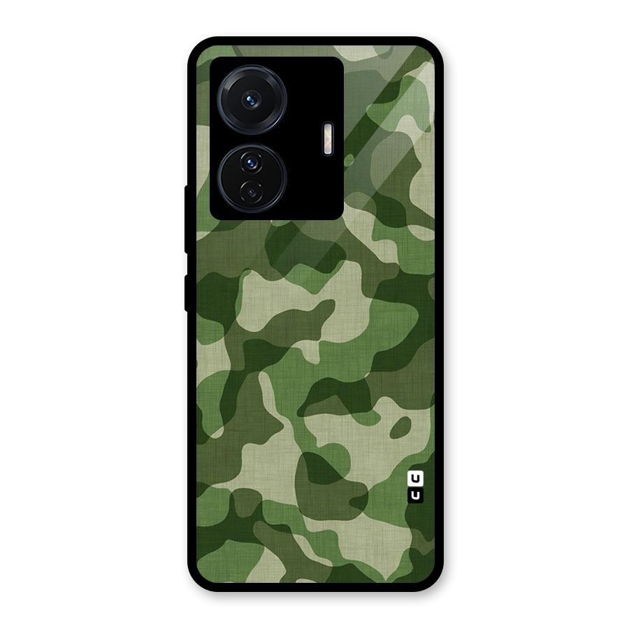Camouflage Pattern Art Glass Back Case for Vivo T1 Pro