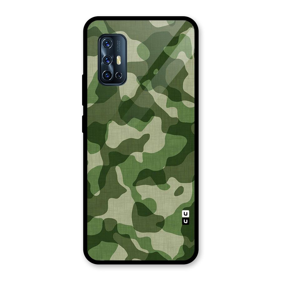 Camouflage Pattern Art Glass Back Case for Vivo V17