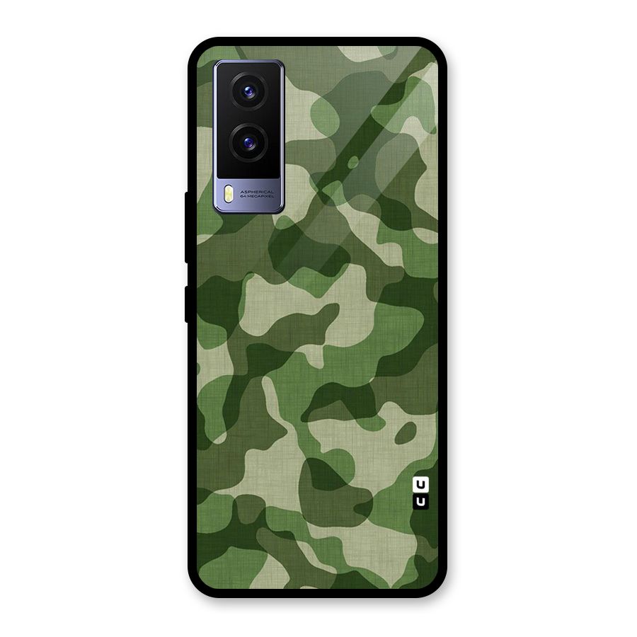 Camouflage Pattern Art Glass Back Case for Vivo V21e 5G