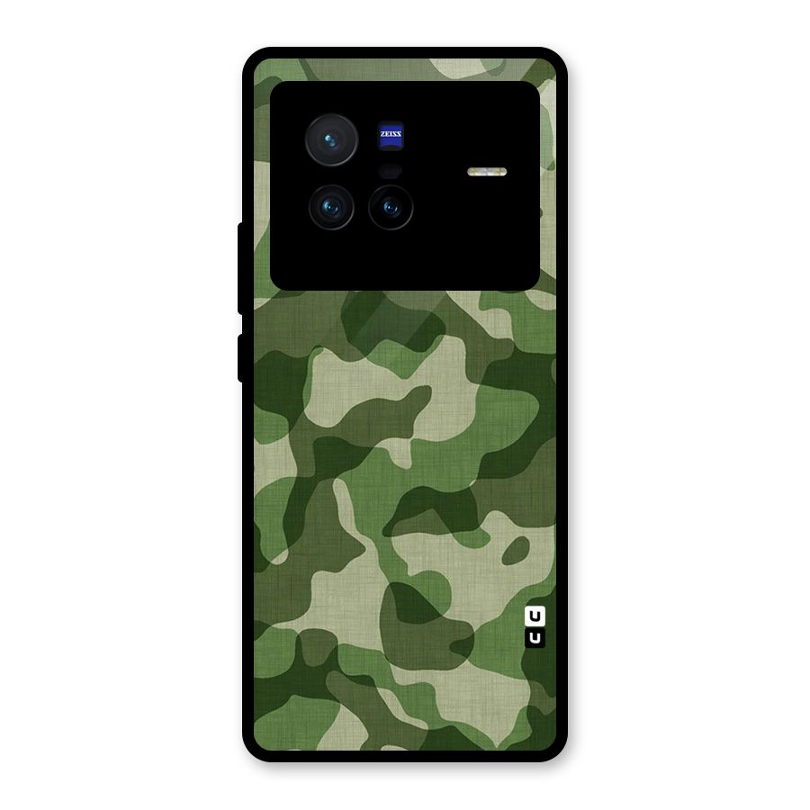 Camouflage Pattern Art Glass Back Case for Vivo X80