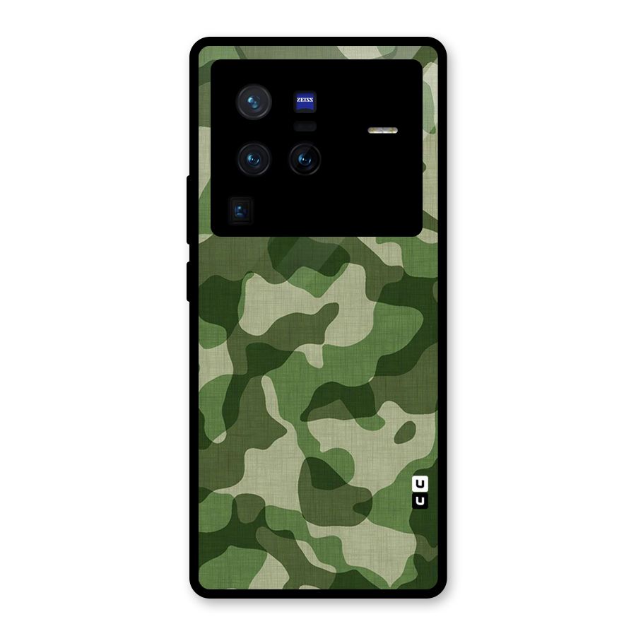 Camouflage Pattern Art Glass Back Case for Vivo X80 Pro