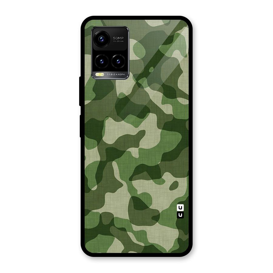 Camouflage Pattern Art Glass Back Case for Vivo Y21T