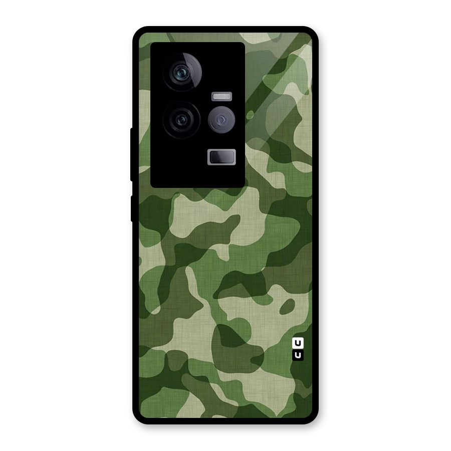 Camouflage Pattern Art Glass Back Case for Vivo iQOO 11 5G
