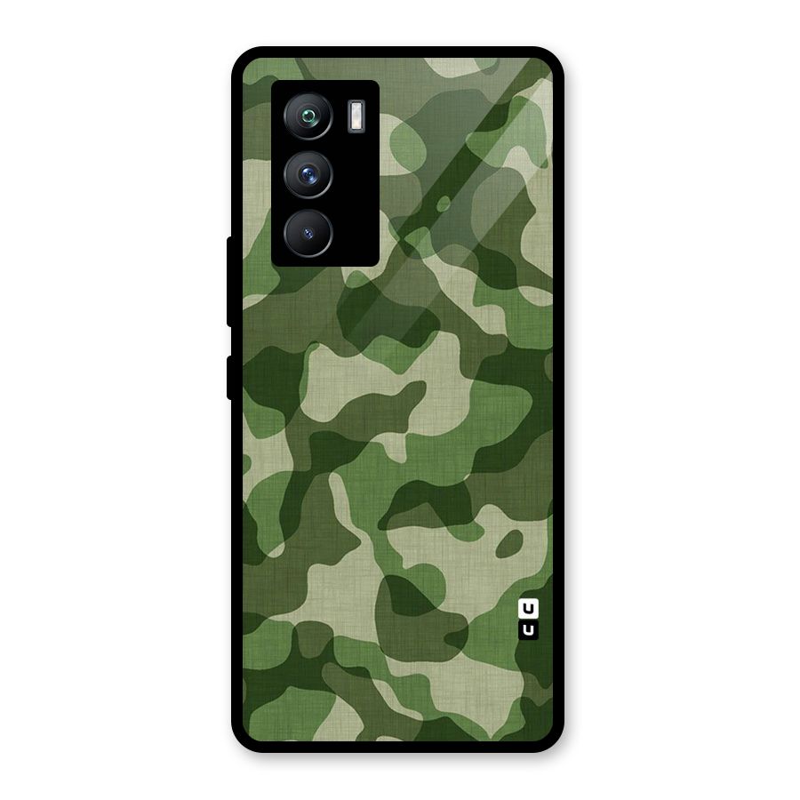 Camouflage Pattern Art Glass Back Case for Vivo iQOO 9 SE