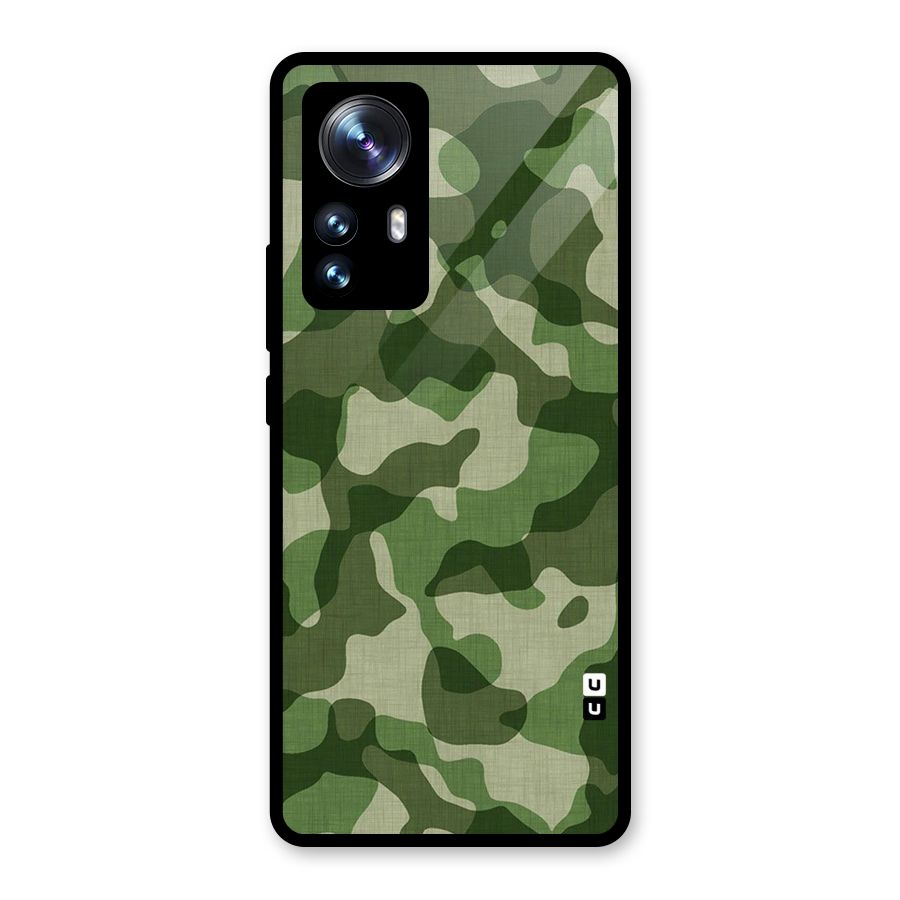 Camouflage Pattern Art Glass Back Case for Xiaomi 12 Pro
